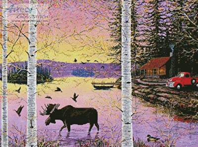 cross stitch pattern Moose Lake
