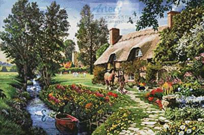 cross stitch pattern Cricketers Cottage