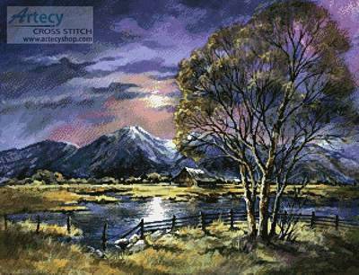 cross stitch pattern Moonlight over the Valley
