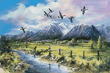 cross stitch pattern Wings over the Valley
