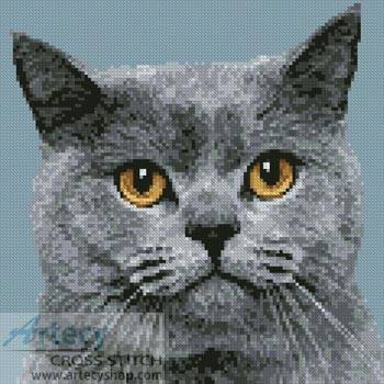cross stitch pattern Mini British Shorthair Cat 