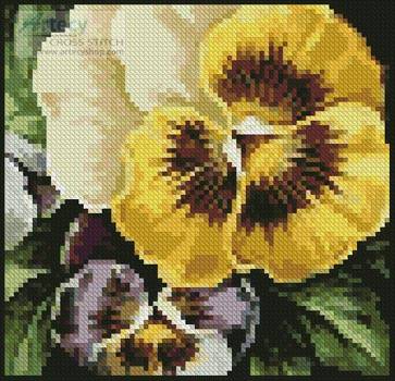 cross stitch pattern Mini Pansies 2