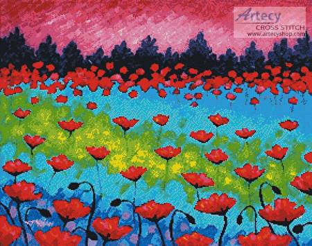 cross stitch pattern Dancing Poppies