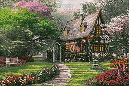cross stitch pattern The Misty Lane Cottage