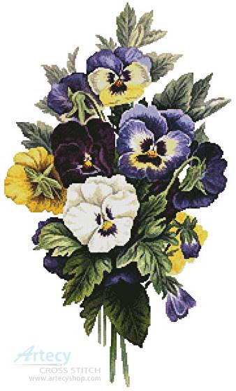 cross stitch pattern Pansy Bouquet