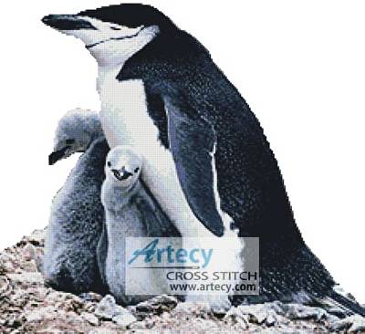 cross stitch pattern Penguin Family