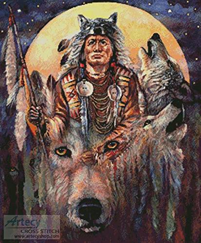 cross stitch pattern Invoking the Wolf Spirit