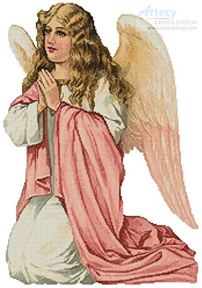 cross stitch pattern Pink Angel