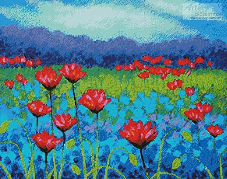 cross stitch pattern Poppy Study