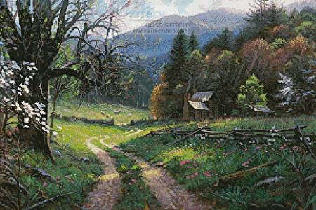 cross stitch pattern Road to Yesteryear