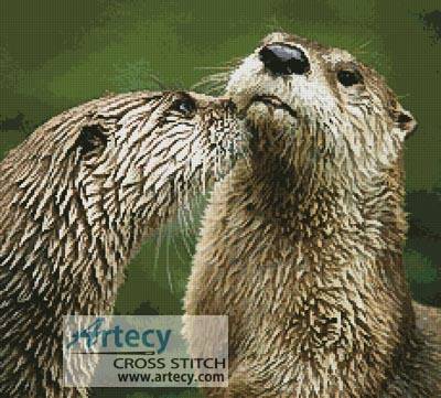 cross stitch pattern River Otters