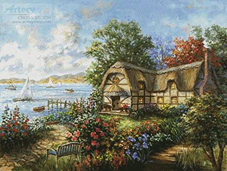 cross stitch pattern Seacove Cottage