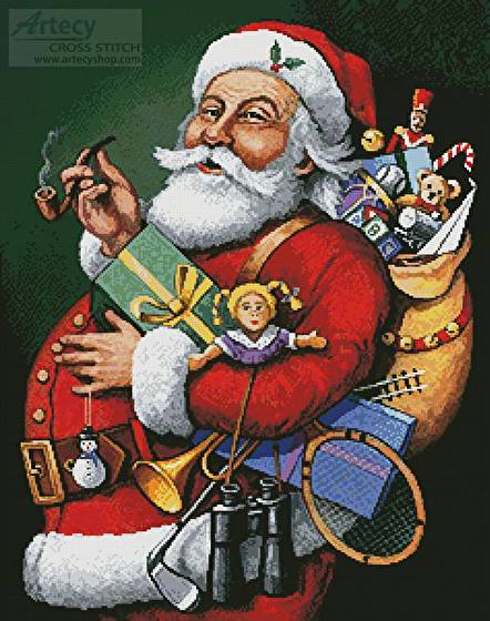 cross stitch pattern Saint Nick and all his Toys