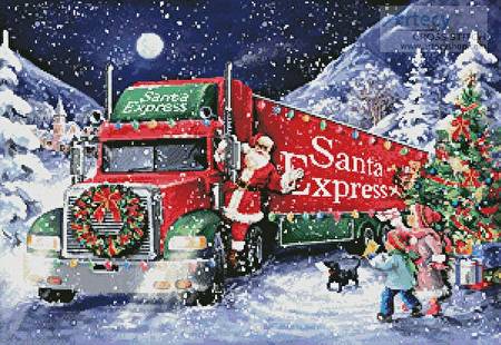 cross stitch pattern Santa Express