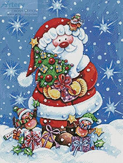 cross stitch pattern Santa with Tree