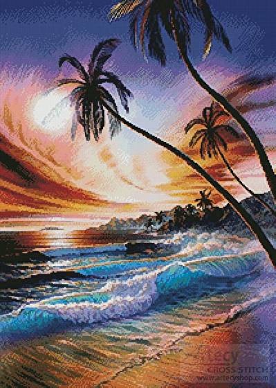 cross stitch pattern Tropical Beach