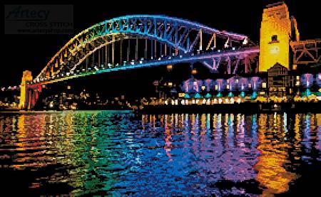 cross stitch pattern Vivid Sydney Harbour Bridge