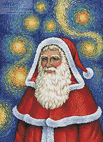 cross stitch pattern Van Gogh Santa