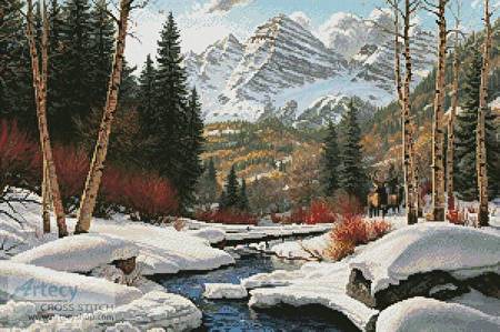 cross stitch pattern Winter Retreat