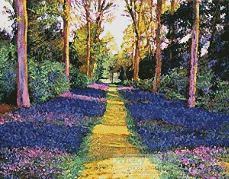 cross stitch pattern Walk through Blue