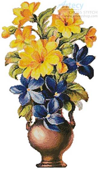 cross stitch pattern Yellow and Blue Flowers
