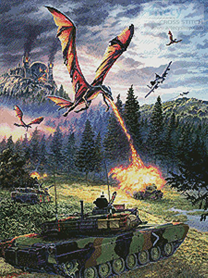 cross stitch pattern A Clash of Worlds