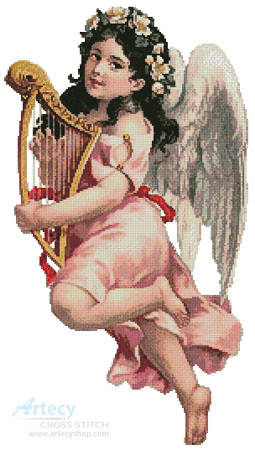 cross stitch pattern Angel with Harp