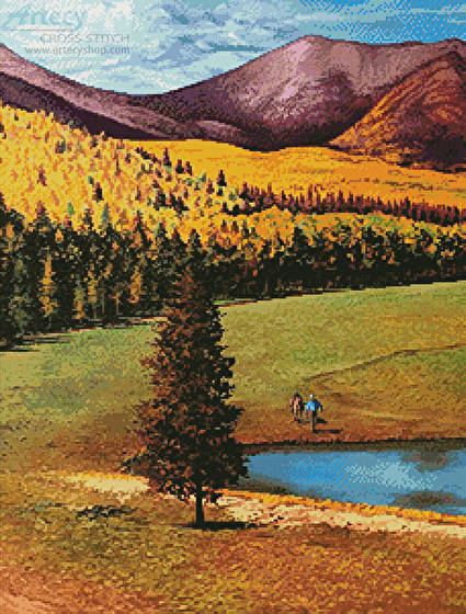 cross stitch pattern Autumn in the San Francisco Mountains