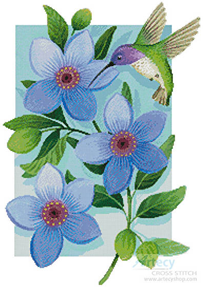 cross stitch pattern Beija Flor Blue