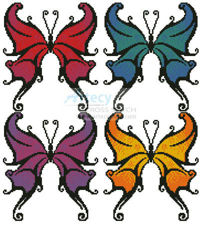 cross stitch pattern Butterfly Swirls