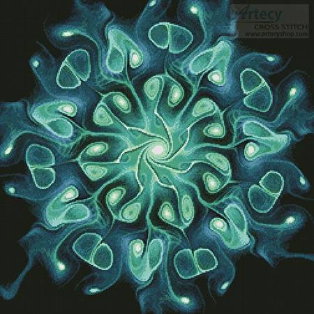 cross stitch pattern Blue Green Abstract Flower