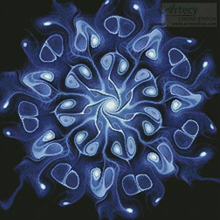 cross stitch pattern Blue Abstract Flower