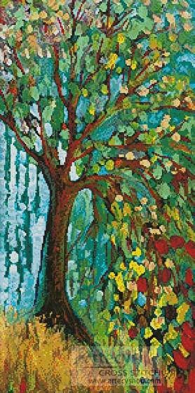 cross stitch pattern Blue Autumn