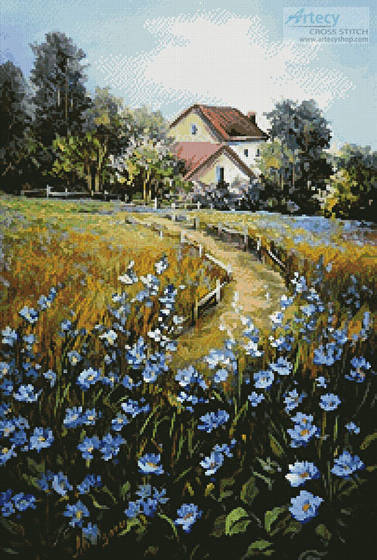 cross stitch pattern Blue Path
