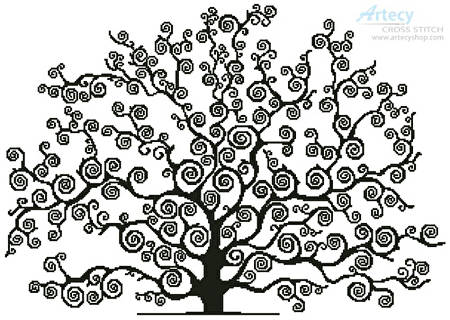 cross stitch pattern Black Tree Silhouette