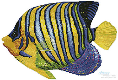 cross stitch pattern Blue and Yellow Fish