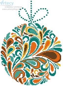 cross stitch pattern Colourful Christmas Bauble 2