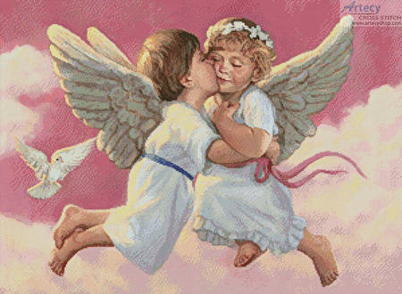 cross stitch pattern Cherubs Kiss