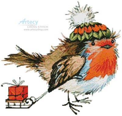 cross stitch pattern Christmas Bird