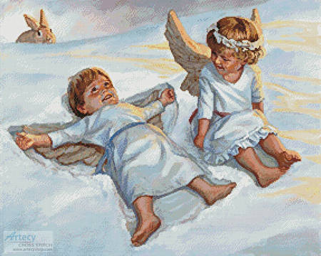 cross stitch pattern Cherubs Snow Angels
