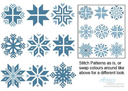 cross stitch pattern Christmas Snowflake Set 2