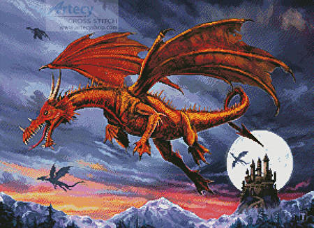 cross stitch pattern Dragon Flight