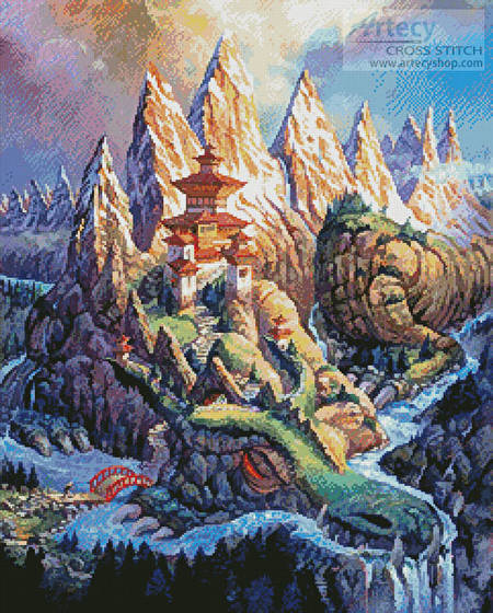 cross stitch pattern Dragon Mountain