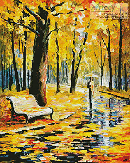 cross stitch pattern Fall Rain