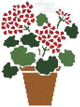 cross stitch pattern Geranium Pot