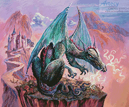 cross stitch pattern Green Dragon