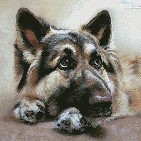 cross stitch pattern German Shepherd Painting 2