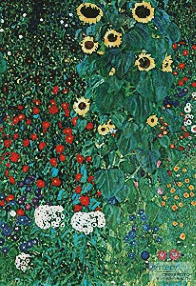 cross stitch pattern Garden with Sunflowers