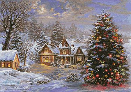cross stitch pattern Happy Holidays Painting
