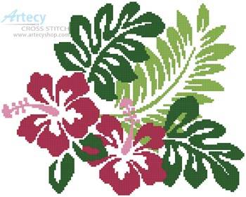cross stitch pattern Hibiscus Flowers